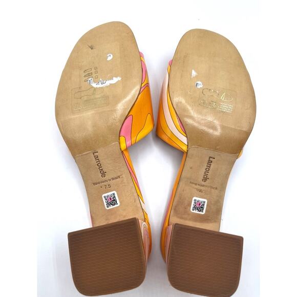 Larroude Brigitte Patent Wave Sun Retro Swirl Patent Leather Slides Size 7.5 - Picture 9 of 9